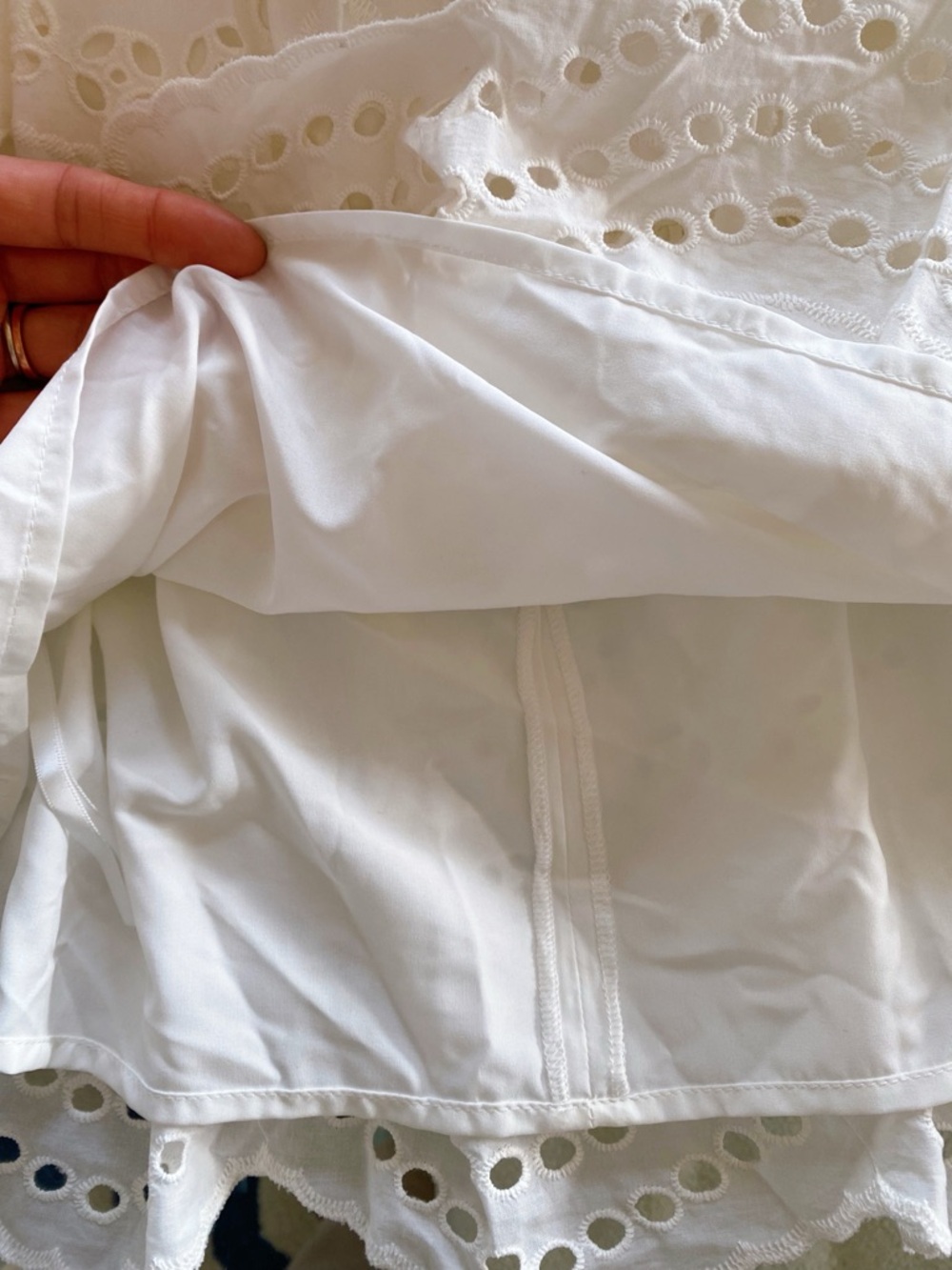 BCBGMaxAzria White Eyelet Puff Sleeve Cut Out Tiered Mini Dress! 🐚 - Picture 14 of 17
